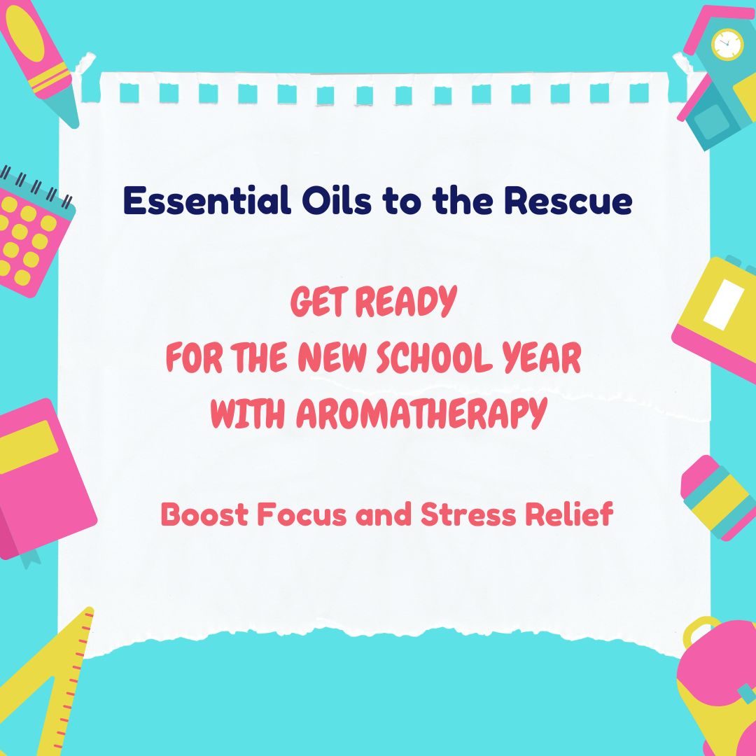 Aromatherapy products for back to school self-care, including essential oils, focus blends, and wellness tools from Aroma Thyme.